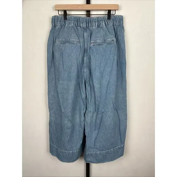 Anthropologie Pilcro Wide Leg Cropped Jeans Women's 32P Petite Blue Lightweight - Picture 5 of 11
